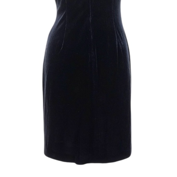 DKNY Velvet Sheath Dress NWT 10 Navy Tiered Flutter Sleeve Ruched Holiday Party - Picture 6 of 10